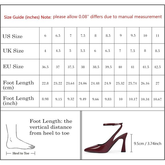 Women Z Burgundy Pumps Stiletto Wedding Dress Closed Toe Ankle Strap Heel Shoes - Picture 7 of 7